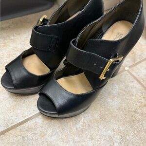MICHAEL Michael Kors Black Heels with Gold Accent